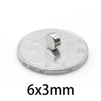 100 N35 Neodímium mágneses 6*3 mm-es kör alakú ritka föld Mágnes NdFe mikro Kis Kerek kézműves Mágnesek 6x3mm