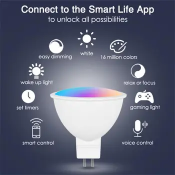 10PC Tuya Okos Homekit WiFi Smart LED MR16 Izzó 12V RGBCW Szabályozható Lámpa Siri hangvezérlés 5W Spotlighting színváltó