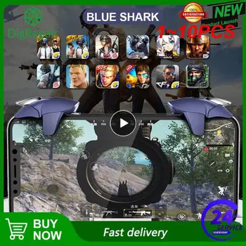 1~10DB Kék Cápa Mobiltelefon Nyomja meg a-Típusú Kiegészítő Tűz gomb Gomb Gamepad Joystick Vezérlő L+R Fém Kiváltó PUBG