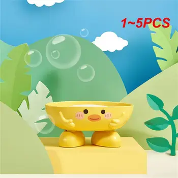 1~5DB Kis sárga kacsa szappan doboz fürdőszoba polc rajzfilm megvastagodott műanyag csatorna szappan doboz háztartási kreatív szappan tartó