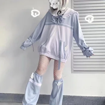 2000-es évek Harajuku Kawaii Pullovers Fairycore Laza Pulóver Y2k Esztétika Grunge kapucnis felső Kpop a Nők E-Goth lány Felső Streetwear