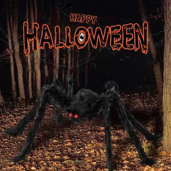 200Cm Nagy Fekete Plüss Pók Halloween Party Dekoráció Otthon, Bár Kísértetjárta Ház Horror Kellékek Pókháló Gyerekek Játék