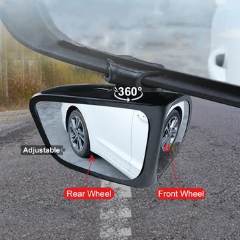 2db Autó Visszapillantó Tükrök 360° holttér Tükör, Állítható, Forgatható Domború, Széles látószögű Tiszta Visszapillantó Biztonsági Tükör Tartozékok