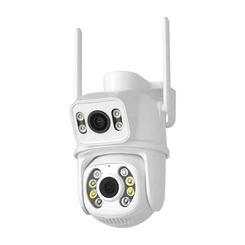 6 mp-es 4K PTZ Wifi Kamera Fehér ABS Ai Emberi Érzékeli Auto Tracking Vezeték nélküli Kültéri Kamera EU-Csatlakozó