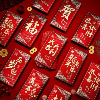6db Piros Boríték Kínai Új Év Borítékot Kreatív Megvastagodott Karton Boríték A Legjobb Kíván sok Szerencsét Vagyont