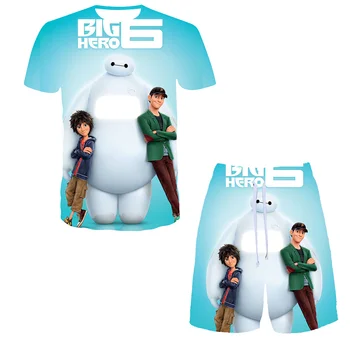 A Disney Nagy Hős 6 Baymax 3D Nyomtatott Nő Férfi T-shirt Beállítja a Gyerekek Alkalmi Lélegző Ruházat Harajuku Beach Nadrág Szett