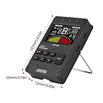 AROMA AMT-600 Tuner & Metronóm & Tone Generator 3-in-1 Újratölthető 2,5 hüvelykes Színes LCD Guitar Tuner Ukulele
