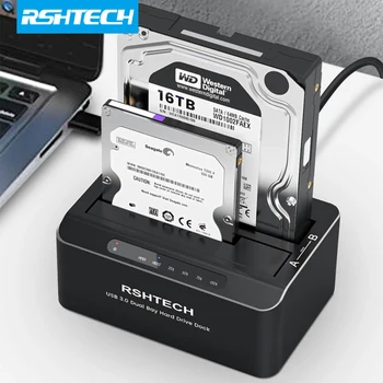 HDD Dokkoló Állomás RSHTECH SATA USB 3.0 Kettős Bay Merevlemez Burkolat 2.5/3.5