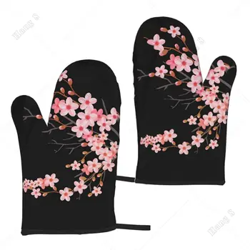 Kesztyűk 2db Sakura cseresznyevirág Mikrohullámú Főzés Kesztyűt a Nők Konyha GRILL hőálló Egy Méret Nyaralás