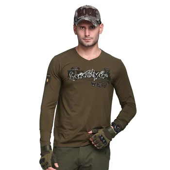 Kültéri Taktikai Férfi pólók Katonai Kényelmes Pamut Kemping, Hegymászás Sport póló Hadsereg Rövid Ujjú Lélegző Póló