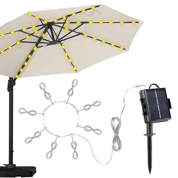 LED-es Napenergia Esernyő Fények Vízálló Solar Kemping Sátor Lámpa Lóg Esernyő Nyolc Fényerő Módok Courty