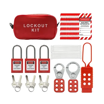 Lockout Tagout Kit-Lockout Tagout Tag, Nylon Nyakkendő, Nylon Tároló Táska, RedSafety Lakat, Zár Tagout Zárak (Vörös Kit)