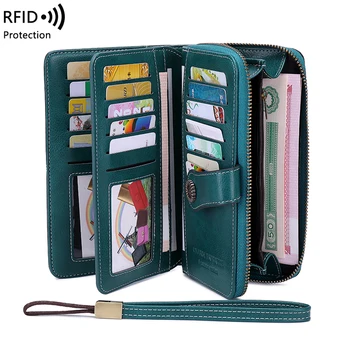 MIYIN Divat Mintás Női Pénztárca Kiváló Minőségű RFID Anti theft Bőr Pénztárca Női Hosszú Multi Card Csukló Táska