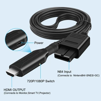 N64-HDMI Átalakító Adapter Kábel HDMI Kábel Nintend 64 GameCube SNES Plug and Play Digitális Kábel-Játék a Képernyő Adapter