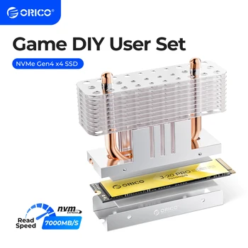 ORICO 7000MB/S M2 NVMe PCIe 4.0 SSD Alumínium Hűtő Réz Hűtőborda Erős hőelvezetés Design Gamer DIY Felhasználó