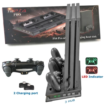PS4 PRO Ultravékony Töltés hűtőborda Ventilátor Hűvösebb Függőleges Állvány Sony Playstation 4 a Pro Dual Irányítók Töltő