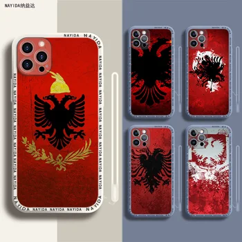 Puha Szilikon Telefon tok iPhone 14 13 11 12 Mini Pro Max XS XR X Kék Zsinór Fedezze Retro Al Albánia Zászló Sas