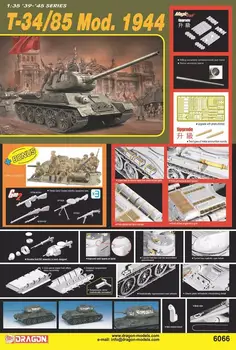 SÁRKÁNY 6066 1/35 WW.II Szovjet T-34/85 Mod. 1944 w/Mágikus Számokat & Alumínium cső & Ábra Modell Készlet