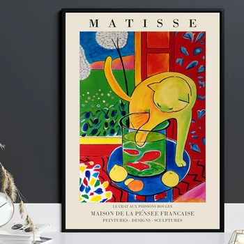 Évjárat Matisse Macska, Halat, Poszter, Művészi Vászon Festmény Nyomtatás Nappali Lakberendezés Modern Wall Art Festmény Poszter