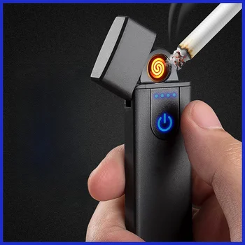 Új Volfrám Vezeték Tekercs Flameless USB Töltő Hordozható Szélálló Fém Kerti Kemping Barbecue Szivar Gyújtó High-End Férfiaknak Ajándék